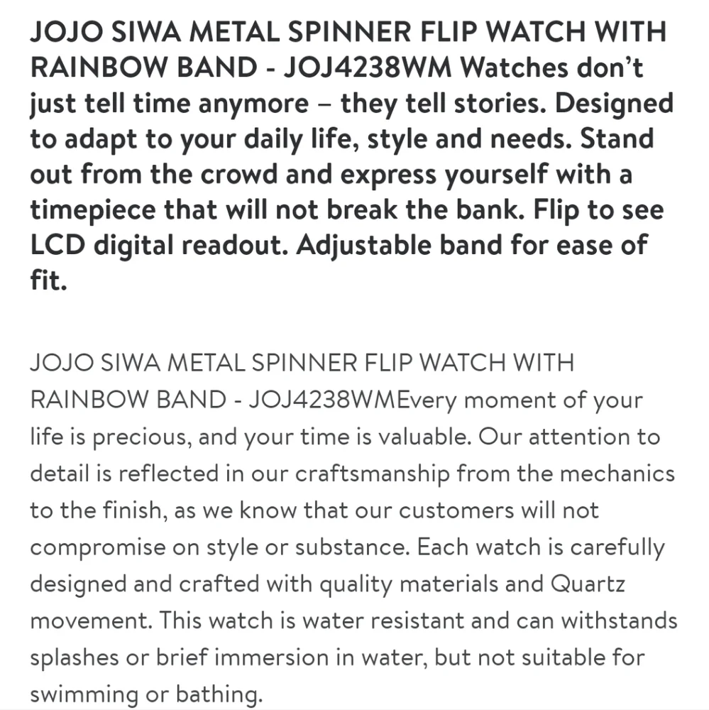JoJo Siwa Metal Spinner Flip Watch with Rainbow Band